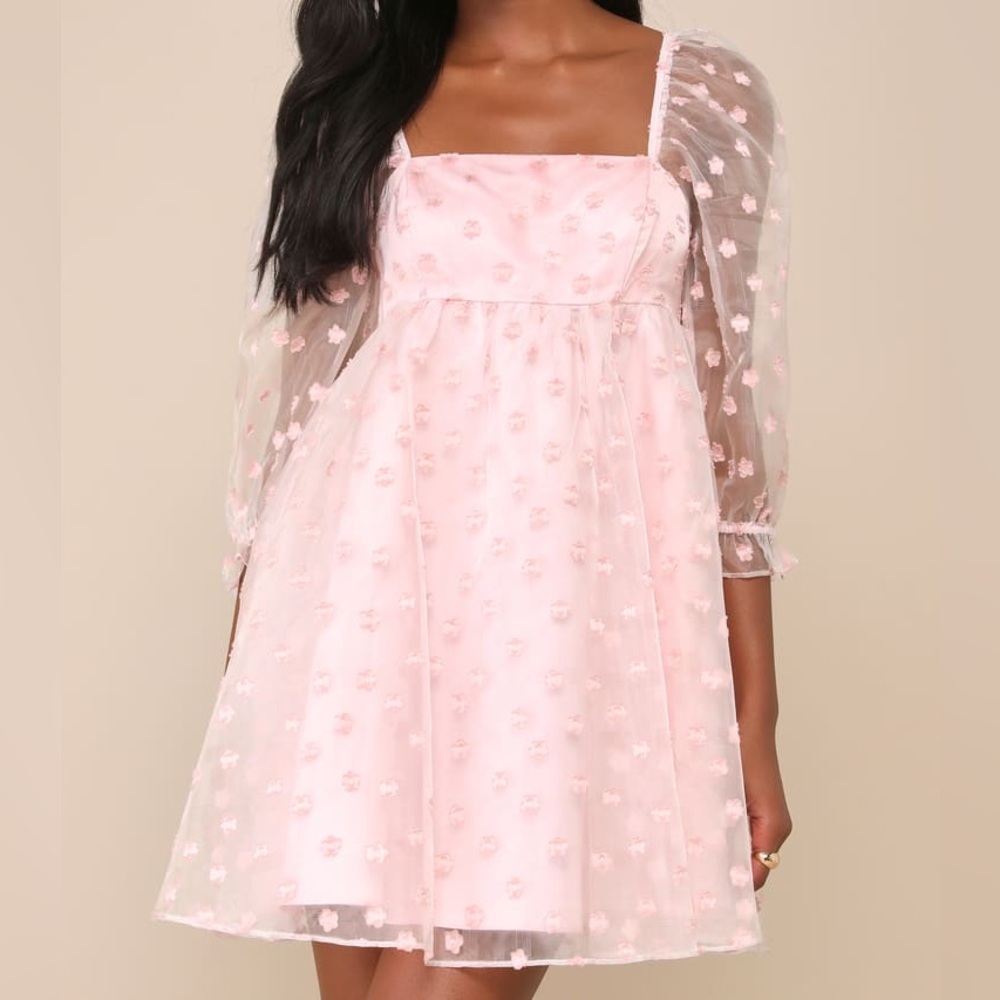 NWT Lulu's Blush Pink Floral Mini Dress